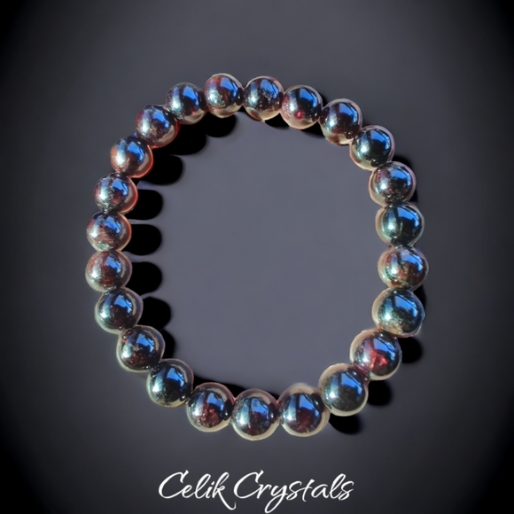 Red Garnet Bracelet Unisex Natural Stones Handmade Stretch Healing Bracelet - Picture 3 of 4